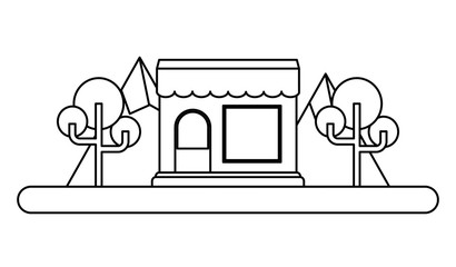 Fototapeta premium trees and stores over white background, vector illustration
