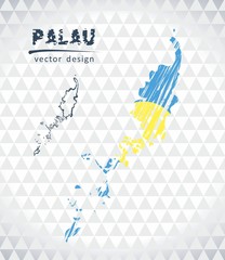 Map of Palau with hand drawn sketch pen map inside. Vector illustration