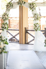 Wedding ceremony decorations on the terrace