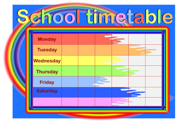 School timetable with paint cans