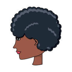 avatar woman with afro hairstyle over white background, colorful design. vector illustration