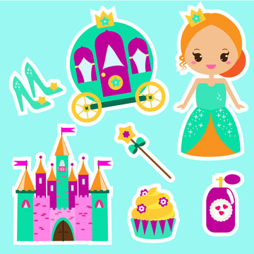 Princess Stickers. For Party Invitations, Scrapbook, Mobile Games