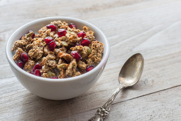 Granola Bowl with Pomegranate Seeds