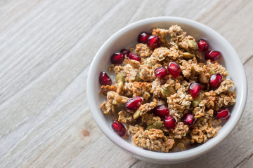 Granola Bowl with Pomegranate Seeds