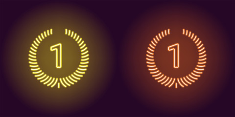 Neon icon of Yellow and Orange First Place
