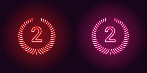 Fototapeta premium Neon icon of Red and Pink Second Place