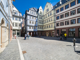 Die neue Altstadt von Frankfurt am Römer, mit dem Hühnermarkrt, dem Haus zur goldenen Waage, dem Roten Haus und dem Krönungsweg, Frankfurt am Main, Hessen, Deutschland