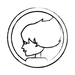 Obraz premium profile of a woman and decorative circular frame over white background, vector illustration