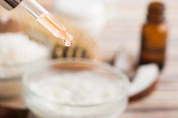 Closeup of essential oil