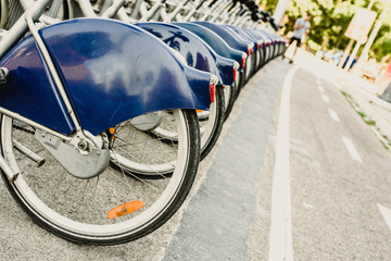 Rental bicycles for urban transport within the sustainable city in Valencia.