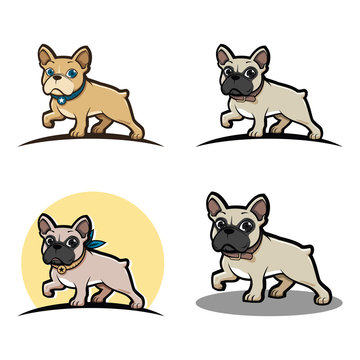 French Bulldog Cartoon Mascot Bundle Set