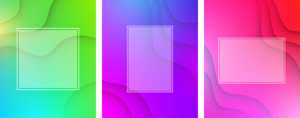 Colorful wavy backgrounds with white frame.