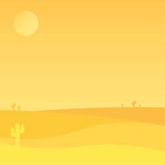 Desert Yellow Landscape Banners Nature Background Flat Style Vector Illustration