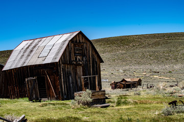 The ghost, mining town of Bodie in Mono County, California sits in a state of arrested decay 