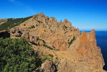 Fototapeta na wymiar View of the Kara-dag mountain range