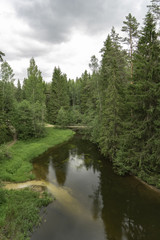 Fototapeta na wymiar Outcrops of Taevaskoda on the Ahja river, Estonia Polva