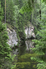 Outcrops of Taevaskoda on the Ahja river, Estonia Polva
