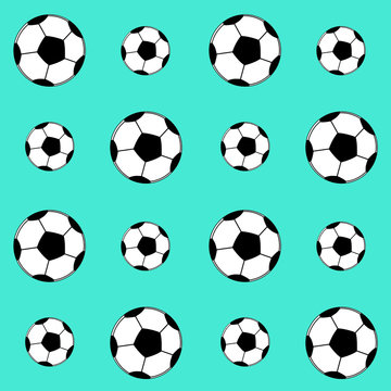 Seamless sport pattern. Football balls on the blue background
