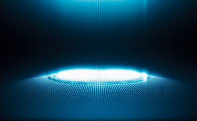 Abstract futuristic light background. Future concept design in blue. 3D rendering.