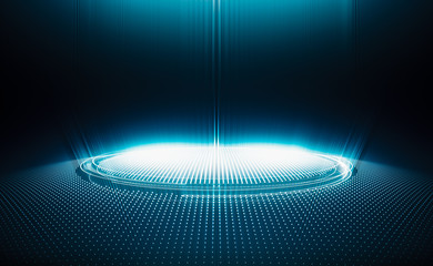 Abstract futuristic light background. Future concept design in blue. 3D rendering.