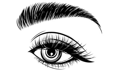 illustration of eye makeup and brow on white background