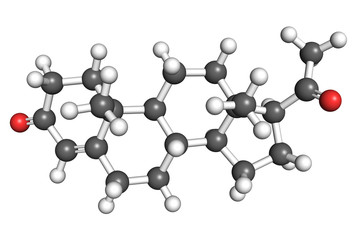 Progesterone molecule, ball-and-stick model
