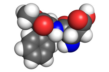 Aspartame molecule, space-filling model. 