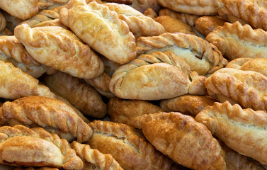 Kibinai are traditional pastries filled with mutton and onion,popular with Karaite ethnic minority in Lithuania.Kibinai, kybyn, kybynar, chiburekki - traditional pastries.Lithuania.Background