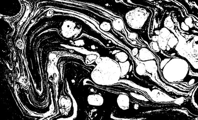 Black and white liquid texture. Marbled illustration. Abstract vector background. Monochrome marble pattern.