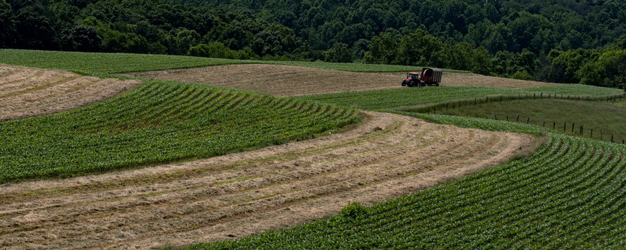 Agricultural web banner putting up haylage