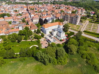 Deutschland, Mecklenburg-Vorpommern , G&uuml;strow ,Landkreis Rostock, Mecklenburgische Seenplatte, Luftaufnahme,  G&uuml;strow mit Schlo&szlig; G&uuml;strow , Dom zu G&uuml;strow, Amtsgericht G&uuml;strow,