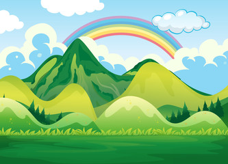 Nature Landscape and Rainbow