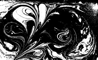Black and white liquid texture. Marbled illustration. Abstract vector background. Monochrome marble pattern.