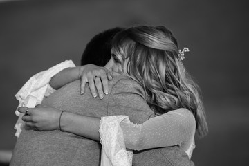 The reaction of the man and the woman after she said yes. Marriage proposal, couple in love