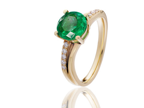 emerald ring with diamonds jewelry in gold with gemstones
