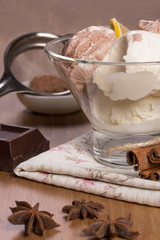 Creamy chocolate ice cream closeup