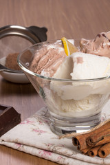 Creamy chocolate ice cream closeup