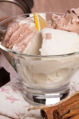 Creamy chocolate ice cream closeup