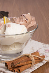 Creamy chocolate ice cream closeup
