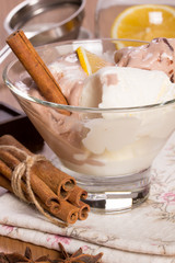 Creamy chocolate ice cream closeup