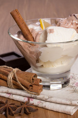 Creamy chocolate ice cream closeup