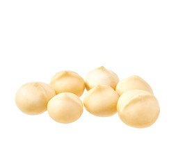 Peeled  macadamia nut isolated on white background