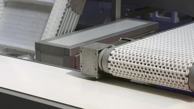 Empty Plastic Conveyor Belt in Factory Production