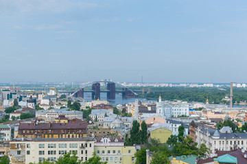 Fototapeta na wymiar Kiev / Ukraine-June 17, 2018: View of the city with houses and buildings.