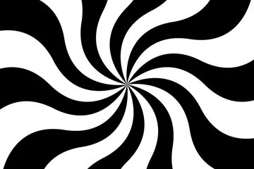 Poster Black and white spiral background, swirling radial pattern, abstract vector illustration © kurkalukas