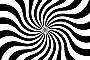 Poster Black and white spiral background, swirling radial pattern, abstract vector illustration © kurkalukas
