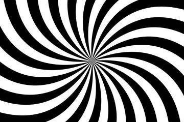 Fototapeten Black and white spiral background, swirling radial pattern, abstract vector illustration © kurkalukas