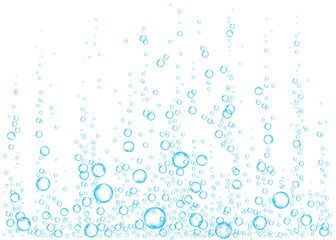 Fototapeta na wymiar Underwater fizzing air, water or oxygen bubbles.