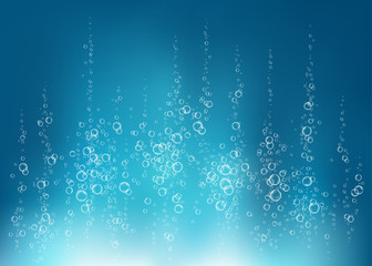 Undersea  blue  fizzing air, water or oxygen  bubbles vector texture.