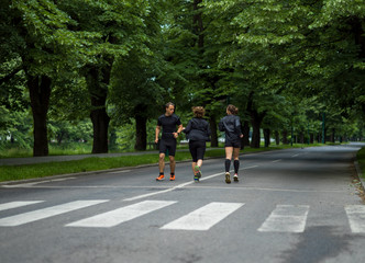 runners team on morning training